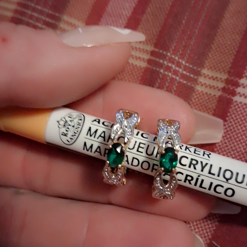Elegant Silver and Green Earrings